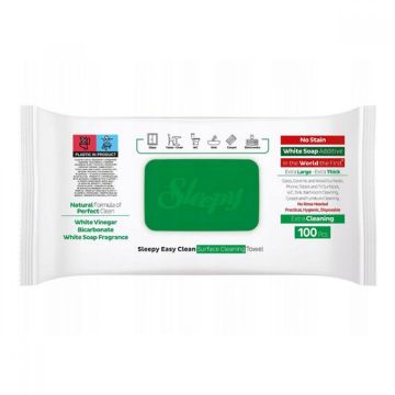 Sleepy Eazy Clean Универсални мокри почистващи кърпи с бял сапун 100 бр. 