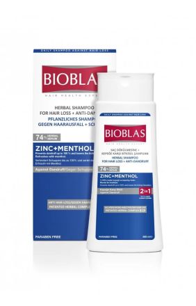Двойно действие срещу пърхот и косопад: Шампоан с цинк и ментол Bioblas Zinc + Menthol 2в1 (360 мл)