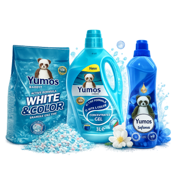 Комплект за безупречно пране Yumoş Expert White & Color – Прах 2 кг + Гел 3 л + Омекотител Ocean Fresh 1 л