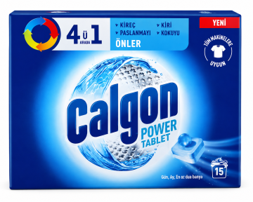 Таблетки за Пералня Calgon Power Tablet 4в1 (15 броя) – Против Котлен Камък