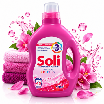 Течен перилен препарат за цветно пране Soli Liquid Laundry Detergent Reviving Colours, 2.75 л, 45 пранета 2.75л