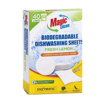 Иновативен концентриран препарат за съдомиялна Magic Clean на листчета, Свеж лимон (до 40 зареждания)