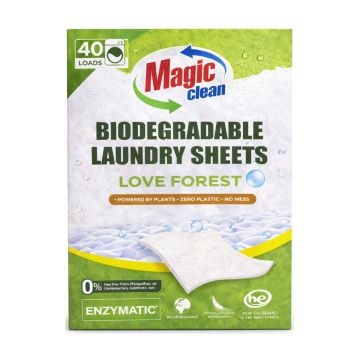 Иновативен концентриран еко препарат за пране Magic Clean на листчета, Горска свежест (до 40 дози)