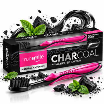  Луксозен комплект Truesmile Charcoal с активен въглен и четка за зъби (100 ml)