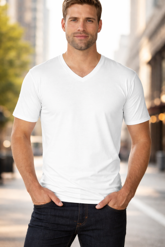 Мъжка тениска GILDAN gi41V00 - V деколте, къс ръкав.