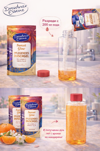  Душ гел на прах Мандариново и портокалово масло - 45 г (250 мл след разреждане)