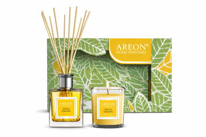 Луксоден комплект Сладко пътуване – свещ и парфюм за дома (150 мл)