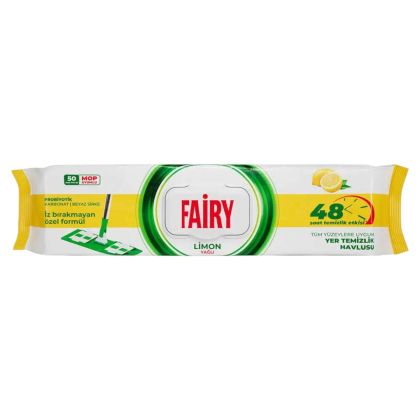 Fairy Lemon мокри кърпи за под – 50 бр. с освежаващ аромат на лимон
