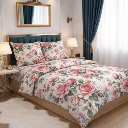 Памучен плик за спално бельо Рози