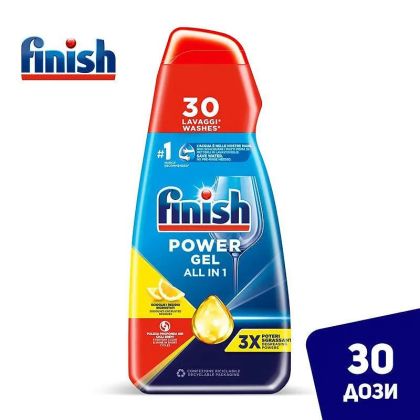 Finish Gel Limone All in 1 Max 30 дози – мощно почистване и свеж лимонов аромат