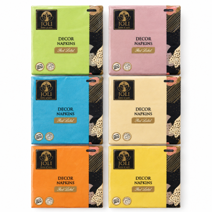 Двуслойни цветни салфетки за декорация Joli Decor Napkins Red Label 33x33 см - 30 броя