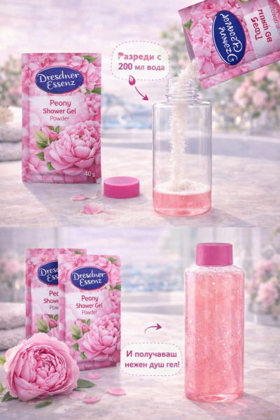 Душ гел на прах Божур -  40 г (200 мл след разреждане)