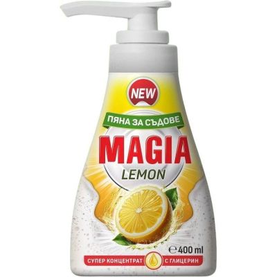 Магия пяна за съдове Лимон 400 мл – мощно обезмасляване и свеж цитрусов аромат