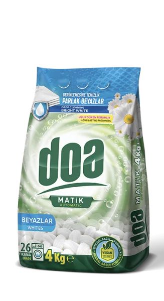 DOA матик прах за бяло пране 4 кг – до 26 пранета, ефективна чистота и блясък