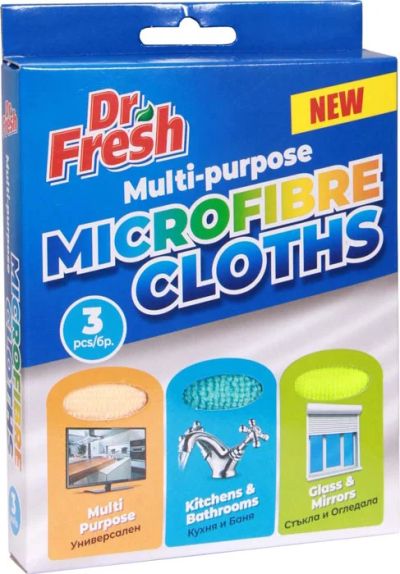Dr. Fresh микрофибърни кърпи 3в1 – универсално почистване без следи