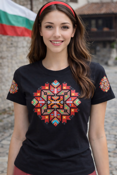 Дамска тениска Malfini Basic 134 – български фолклорен мотив, модерен стил и комфорт