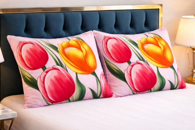 Памучни калъфки Ранфорс 50х70см Лалета оранж  (комплект 2 броя) 