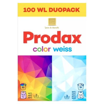 Прах за Пране Prodax Color & Weiss Duopack (100 пранета) – Комплект 6.5кг
